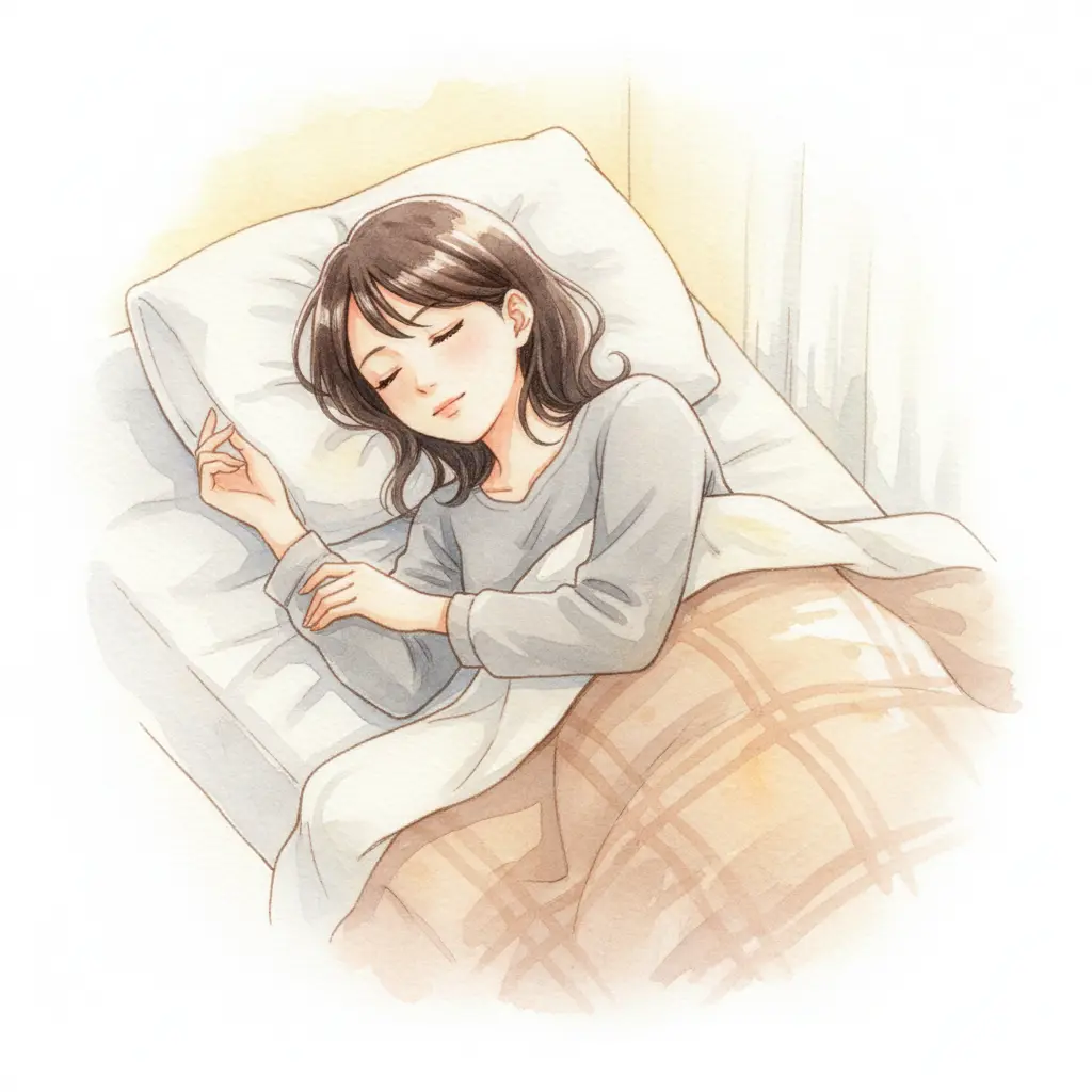 罪悪感から解放され、ベッドで穏やかに眠るこころさん