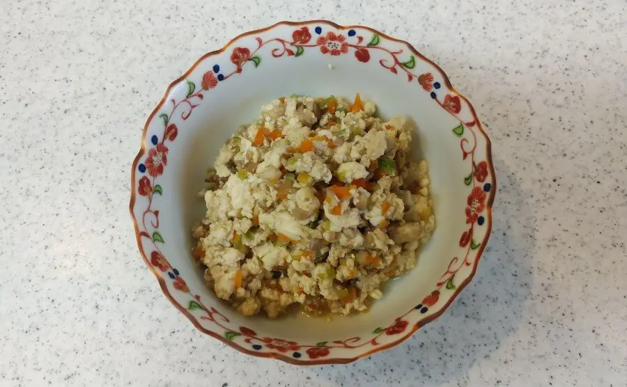 鶏むね挽肉の炒り豆腐 完成写真